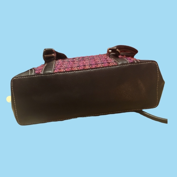 Liz Claiborne Tweed Plaid Fabric Satchel Purse Medium Size 12 by 7 - Picture 3 of 7